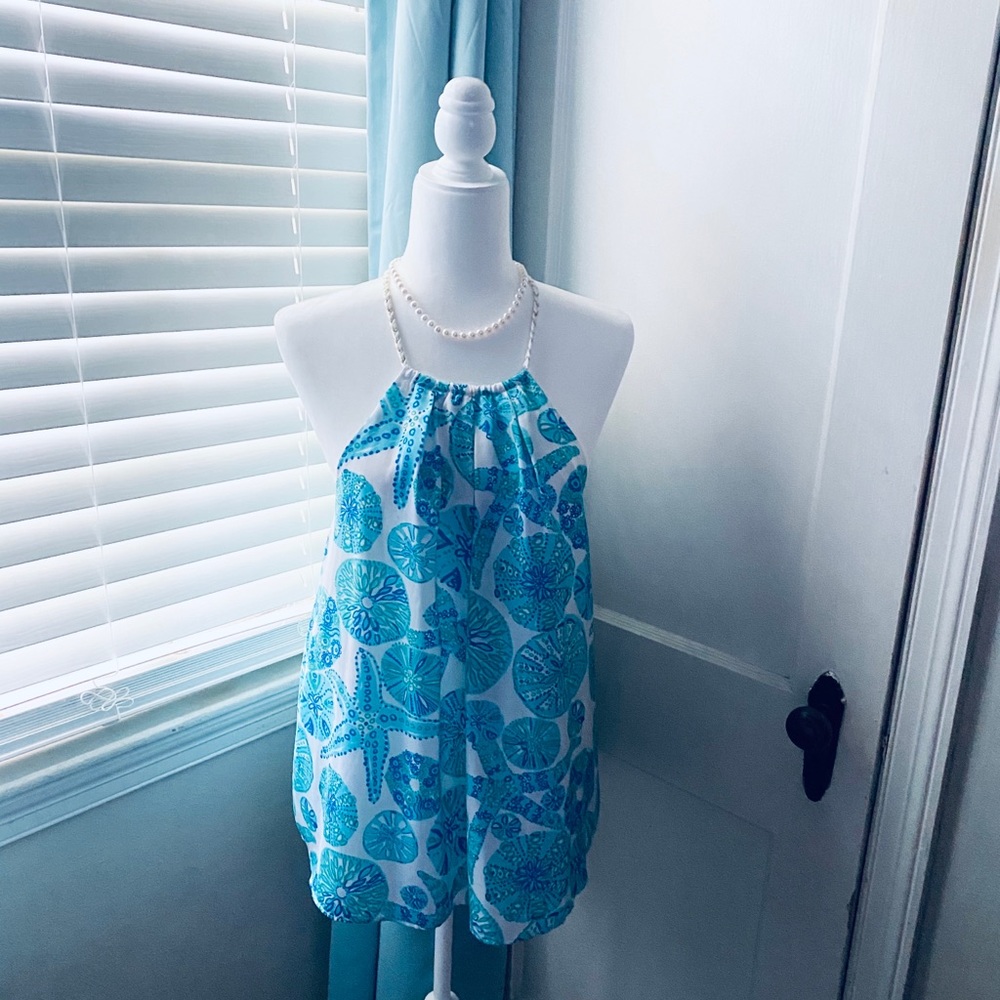 Blue Patterned Halter Top - Brand